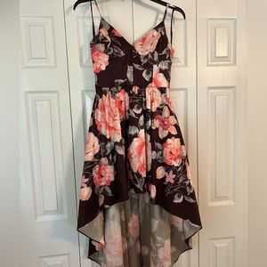 Pink floral high low formal dress